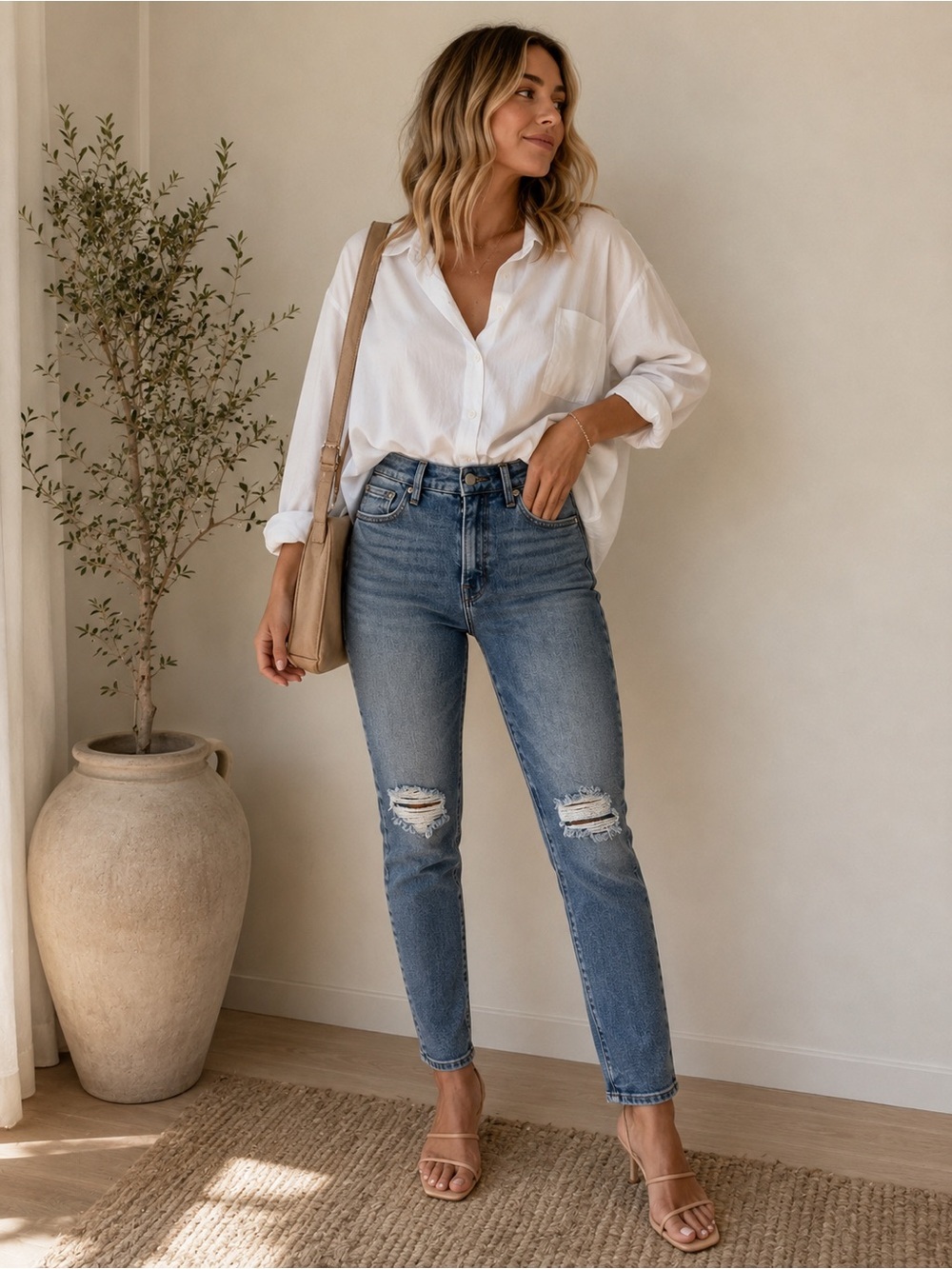 Good American Good Legs Crop Jeans 28 Distressed High Rise Stretch Denim